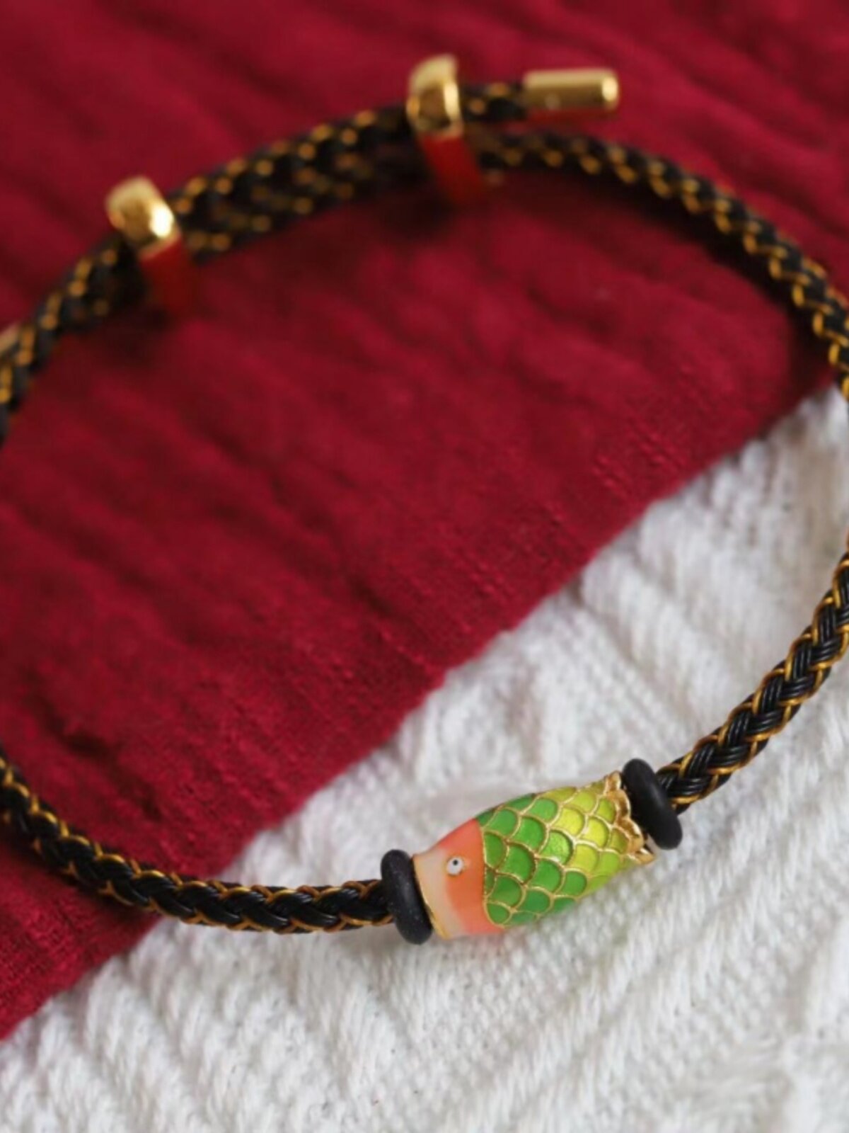 T1 ADJUSTABLE WIRE ROPE BRACELET WEARABLE 4MM APERTURE GOLD TRANSFER BEADS SPONGEBOB RED ROPE COUPLE HAND ROPE DIY