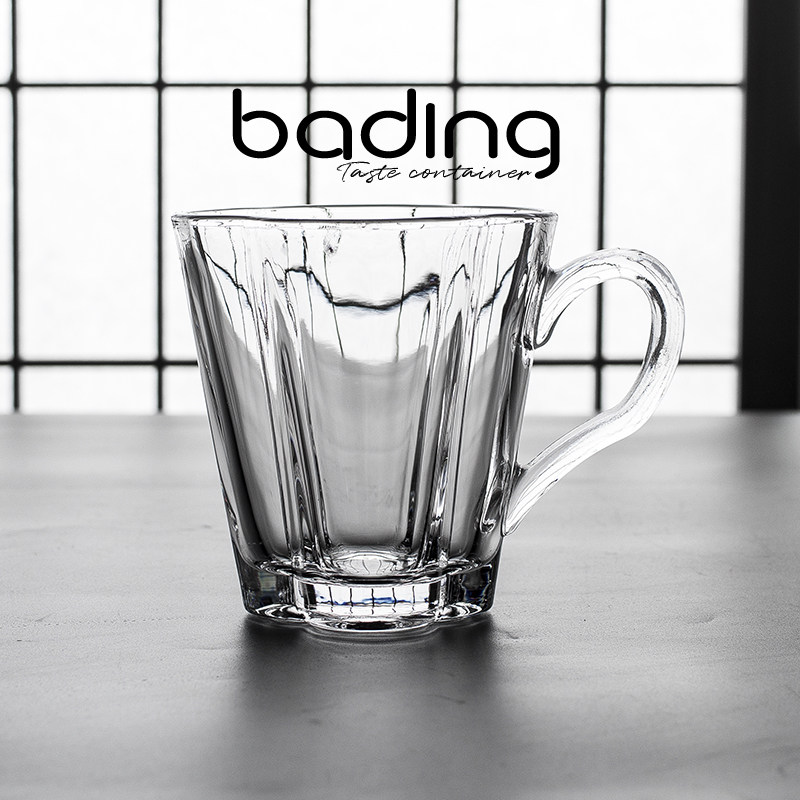 无铅玻璃花瓣咖啡花茶杯下午茶甜品饮料果汁杯子奶昔牛奶把手防烫