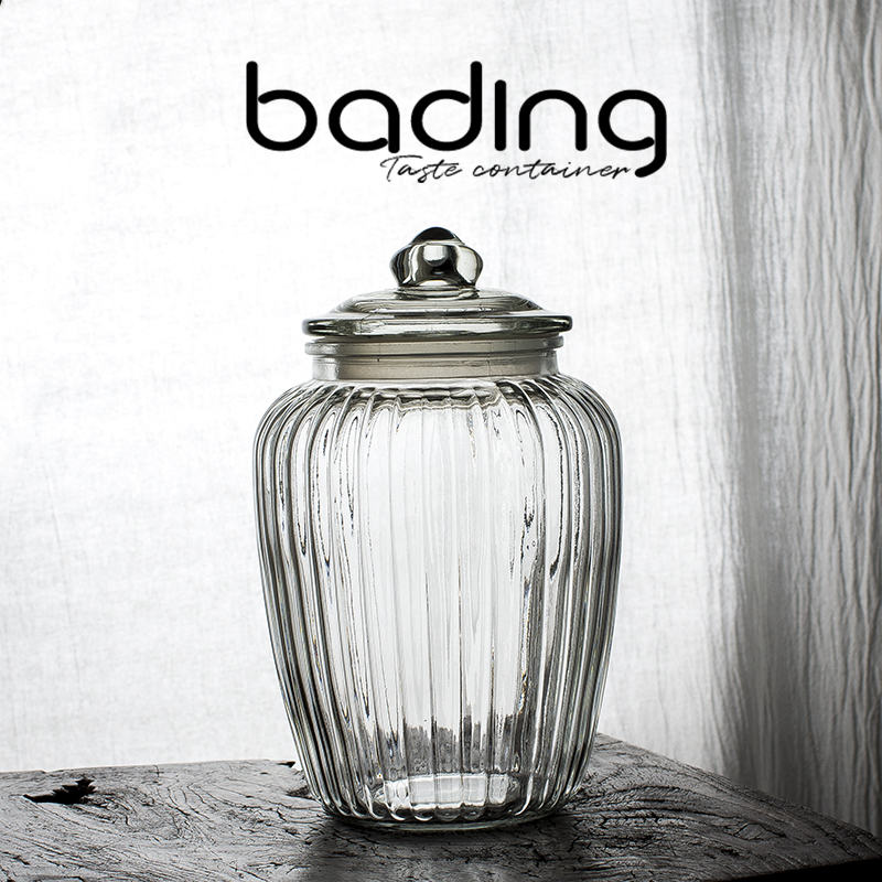 经典复古铅玻璃带盖收纳罐厨房