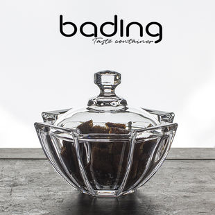 北欧简约风水晶质感玻璃带盖糖缸果盅小食碗甜品雪糕燕窝冰激凌碗