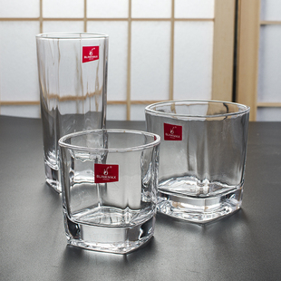 六只丽尊四角无铅玻璃餐杯饭店餐饮冷热饮料茶水果汁汽水啤酒杯子