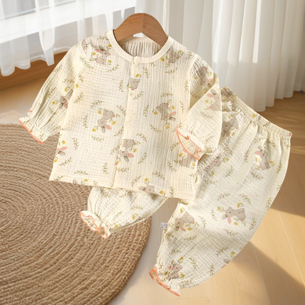 薄款纱布婴儿睡衣服季纯棉春夏婴幼儿分体空调服两件套装女宝宝装