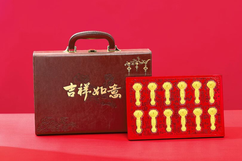 1.2克足金999十二生肖吉祥如意高档手提商务礼盒套装送礼礼品摆件