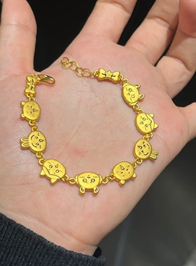 水贝足金999Chiikawa乌萨奇吉伊小八飞鼠黄金情侣手链送女友礼物