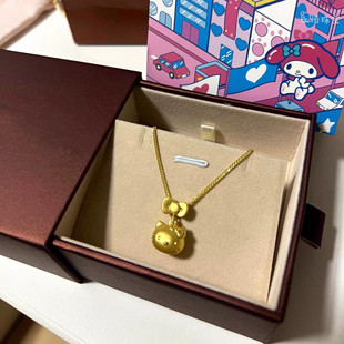 深圳水贝足金999hello kitty凯蒂猫吊坠黄金KT猫蝴蝶结项链挂坠女