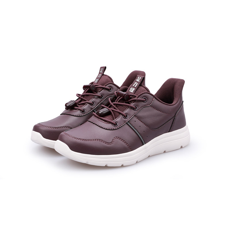 足力健老人鞋男女休闲皮鞋春秋季妈妈鞋中老年爸爸软皮软底健步鞋