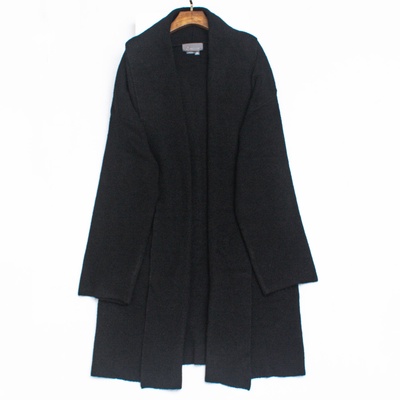 聚酯针织无扣开衫翻领针织外套