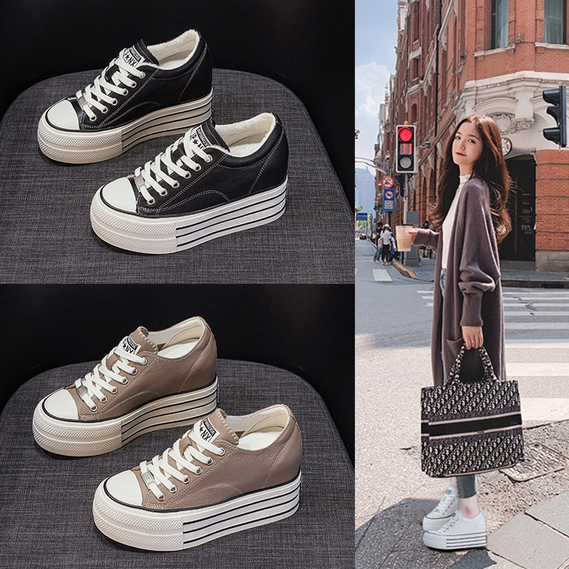 厚底头层牛皮单鞋女2026春季新款韩版休闲真皮松糕加绒小白鞋百搭