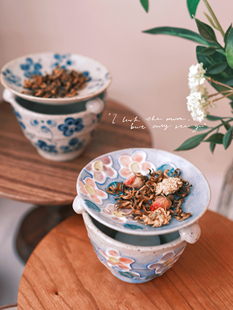 现货日本进口陶制古朴森系素雅日式和风田园小花茶香炉