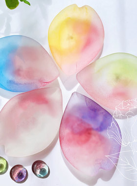 现货日本进口北海道北一硝子磨砂玻璃樱花瓣叶形彩虹色小盘