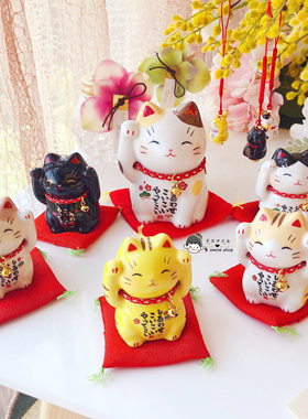 药师窑招财猫招福猫陶瓷车载摆件