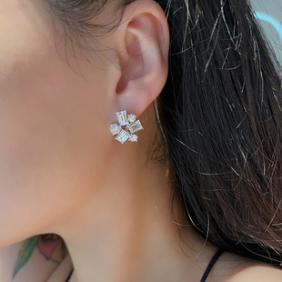 巨美夸张超闪人造仿真钻钻石耳钉女925银拼钻高级感气质耳饰镶钻