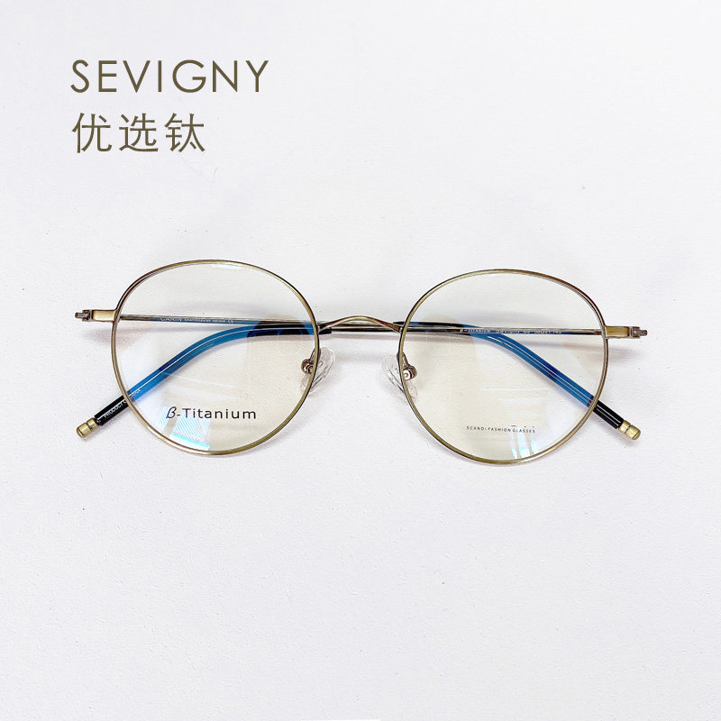 sevigny秀智同款超轻纯钛金属眼镜女复古圆近视镜框男韩版防蓝光