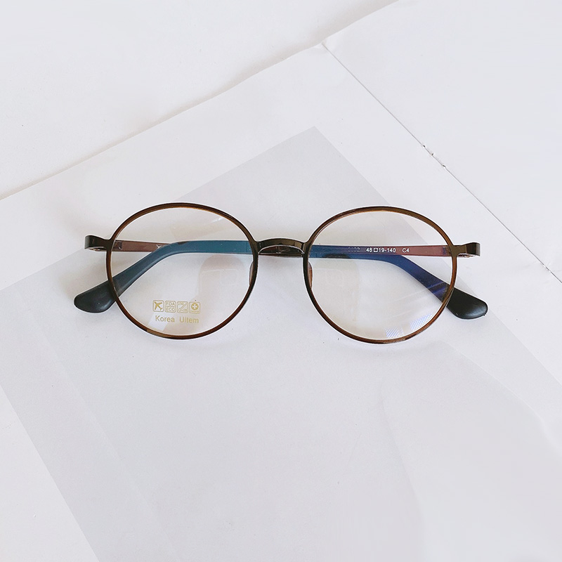 韩国进口超轻眼镜框女配度数网红ins近视眼镜男复古茶色圆框平光