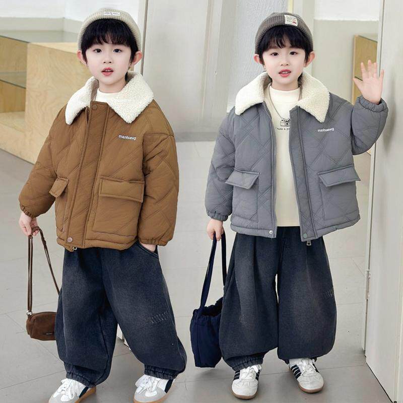 男童冬装毛领大口袋棉服韩版儿童夹棉外套中大童冬季棉衣跨境