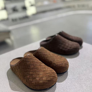 2025秋冬新品 8527MT98 真皮牛皮编织包头博肯拖鞋