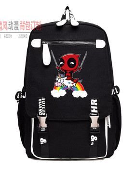 死侍Deadpool学生书包平板电脑收纳包漫威露营旅游双肩包登山背包