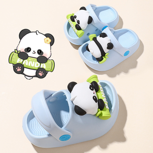 大熊猫女宝宝拖鞋2025新款夏季儿童室内防滑婴儿男宝凉拖幼儿1岁3