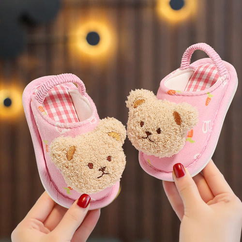 儿童布拖鞋女宝宝春秋室内冬软底幼儿家用小孩男2岁3男童居家防滑