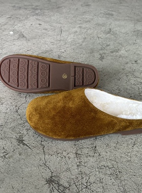 D家16年老店 保暖防寒包头羊毛女拖欧美风素面女包头拖 好品质889