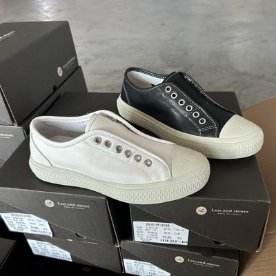 个性板鞋真皮休闲女鞋松紧懒人鞋