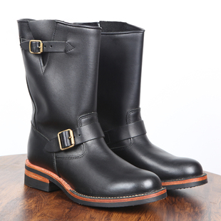 固特异手工真皮长筒皮靴骑士靴美式工程师靴3516厂高筒马靴男皮鞋