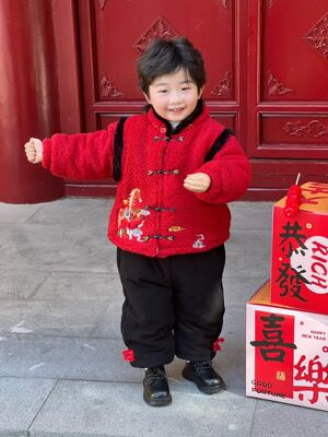 男童外套2025新款儿童冬款上衣男孩加厚棉衣棉袄过年服