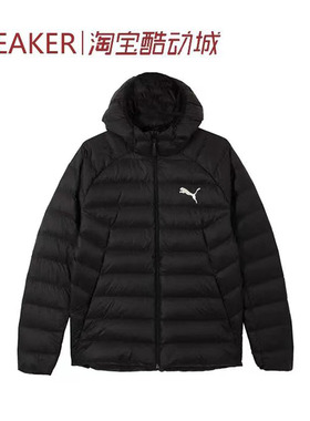 #PUMA 彪马 FW22 logo 印花拉链长袖羽绒服 男款 黑色 672393-01