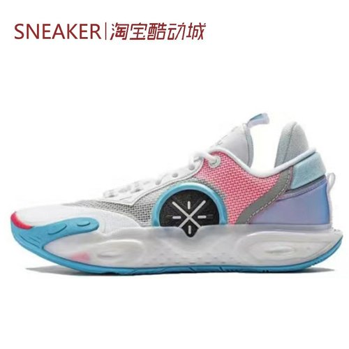 #LiNing 李宁 WADE ALLCITY 12 低帮 篮球鞋 蓝粉色 ABAU015-1