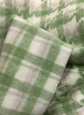 时尚双面浅绿色羊绒羊毛呢全毛布料保暖秋冬裤马甲裙外套风衣面料