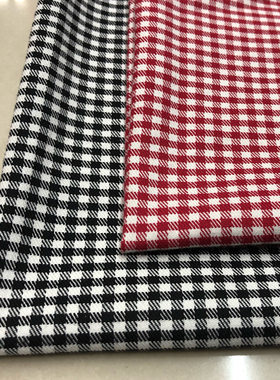 春夏全棉黑红白格子弹力面料柔软连衣裙衬衫薄外套时服装布料