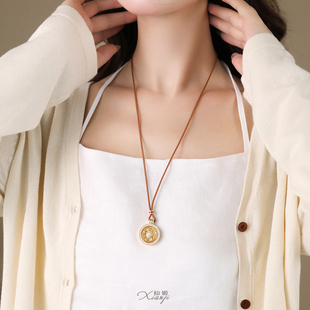 小众艺术感衣服配饰秋冬季毛衣链长款吊坠大气绳子项链轻奢高级感