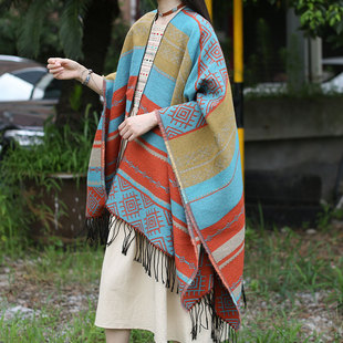 民族风披肩女士外搭西藏川西旅游穿搭秋冬季户外大毛毯式斗篷保暖
