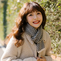 Брендовый демисезонный короткий тонкий трикотажный двусторонний универсальный милый шарф, в корейском стиле