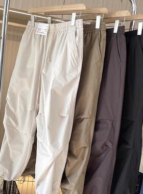 秋冬款保暖休闲长裤阔感裤松紧宽松百搭工装伞兵裤女470732