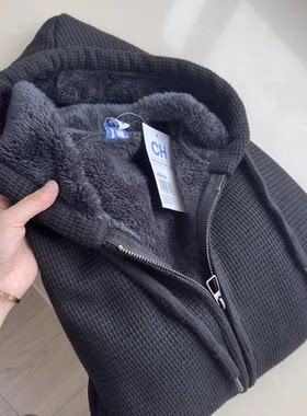 羊羔毛秋冬休闲连帽加绒夹克外套