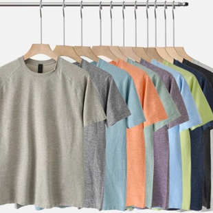 LU家代工厂出货!户外男士无缝工艺运动跑步健身速干弹力短袖T恤