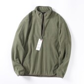 秋冬速热保暖宽松套头衫 岛国 轻盈280g摇粒绒情侣半拉链卫衣 潮