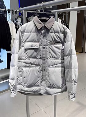 轻薄羽绒服男2026秋冬季新款衬衫式工装翻领拼接刺绣休闲鸭绒外套