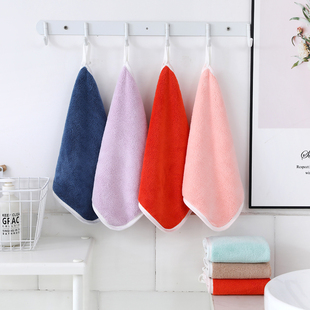 加厚挂式珊瑚绒毛巾小方巾清洁卫生擦手帕非纯棉吸水不掉毛抹布