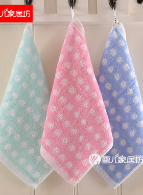幼儿园小毛巾擦手桃心圆点带挂绳