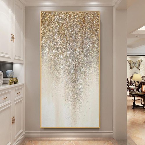 手绘油画抽象富贵满天星玄关装饰画现代轻奢走廊过道背景墙挂画