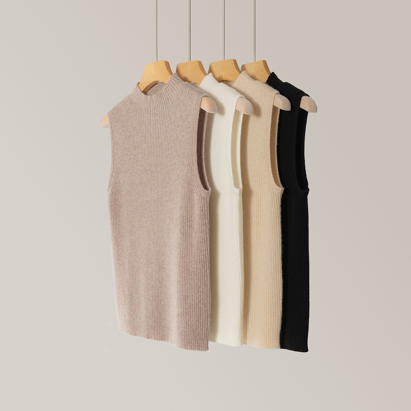 半高领坑条修身背心吊带无袖打底