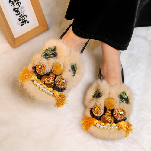 单鞋『墨上花开』非遗手工虎头鞋女成人北京布鞋国潮春秋包跟黑金