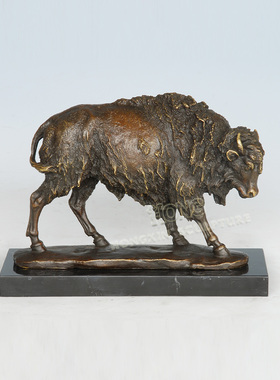 铜雕塑美洲野牛AL205复古欧式古典写实动物雕塑酒店家居桌面摆件