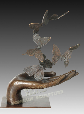 铜雕手上蝴蝶EP902欧式人物工艺品酒店样品房办公室家居摆件包邮