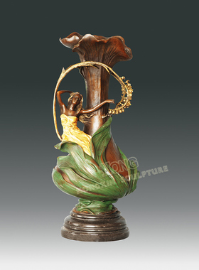 铜雕塑少女花瓶EP469469B欧式人物工艺品酒店客厅书房家居桌面摆