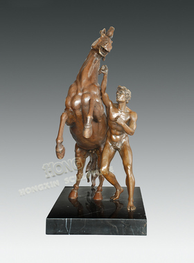 铜雕塑训马RP003欧式人物工艺饰品酒店客厅书房家玄关居桌面摆件