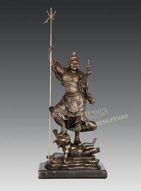 工艺品毗沙门天中式鸿鑫雕塑黄铜