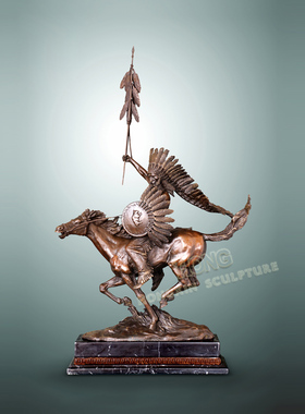 印第安酋长摆件鸿鑫雕塑黄铜欧式